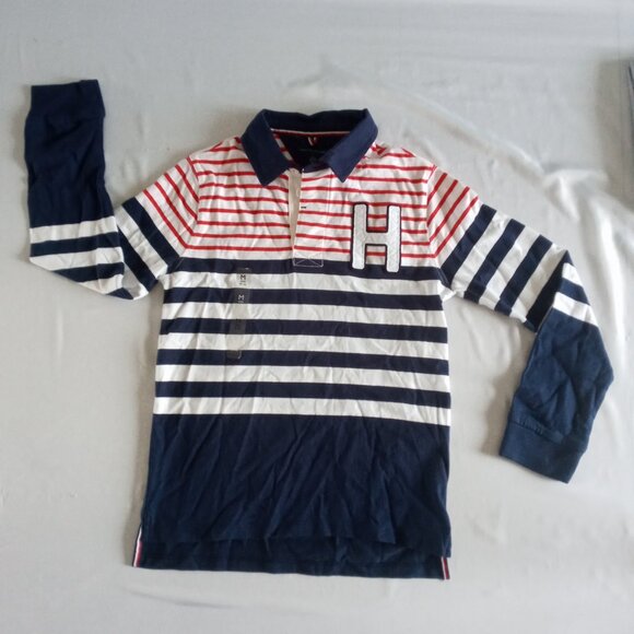Tommy Hilfiger navy, red, white Polo  shirt, size M ( 8-10 years) N.W.T. - Picture 1 of 5